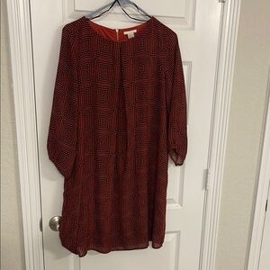 H&M Red Casual Long Sleeve Dress with Bishop Sleeves